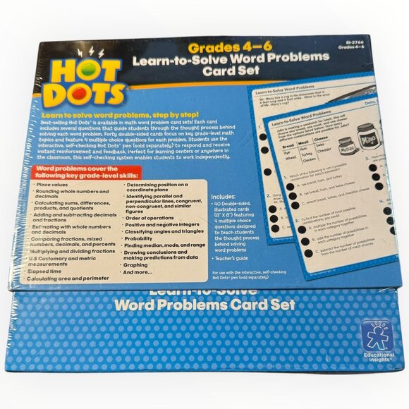Hot Dots Learn-To-Solve Word Problems Card Set Grades 4-6 Educational Insights - Picture 2 of 3